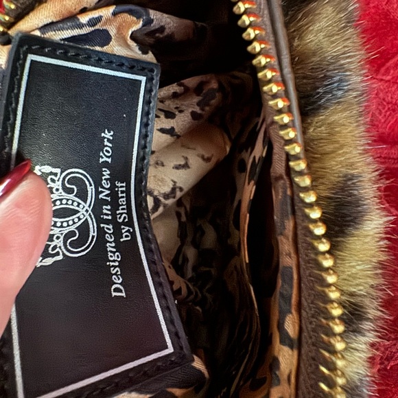 Sharif Brown Cheetah Satchel Handbag Faux Fur 9”x6” Good Condition - Picture 5 of 7